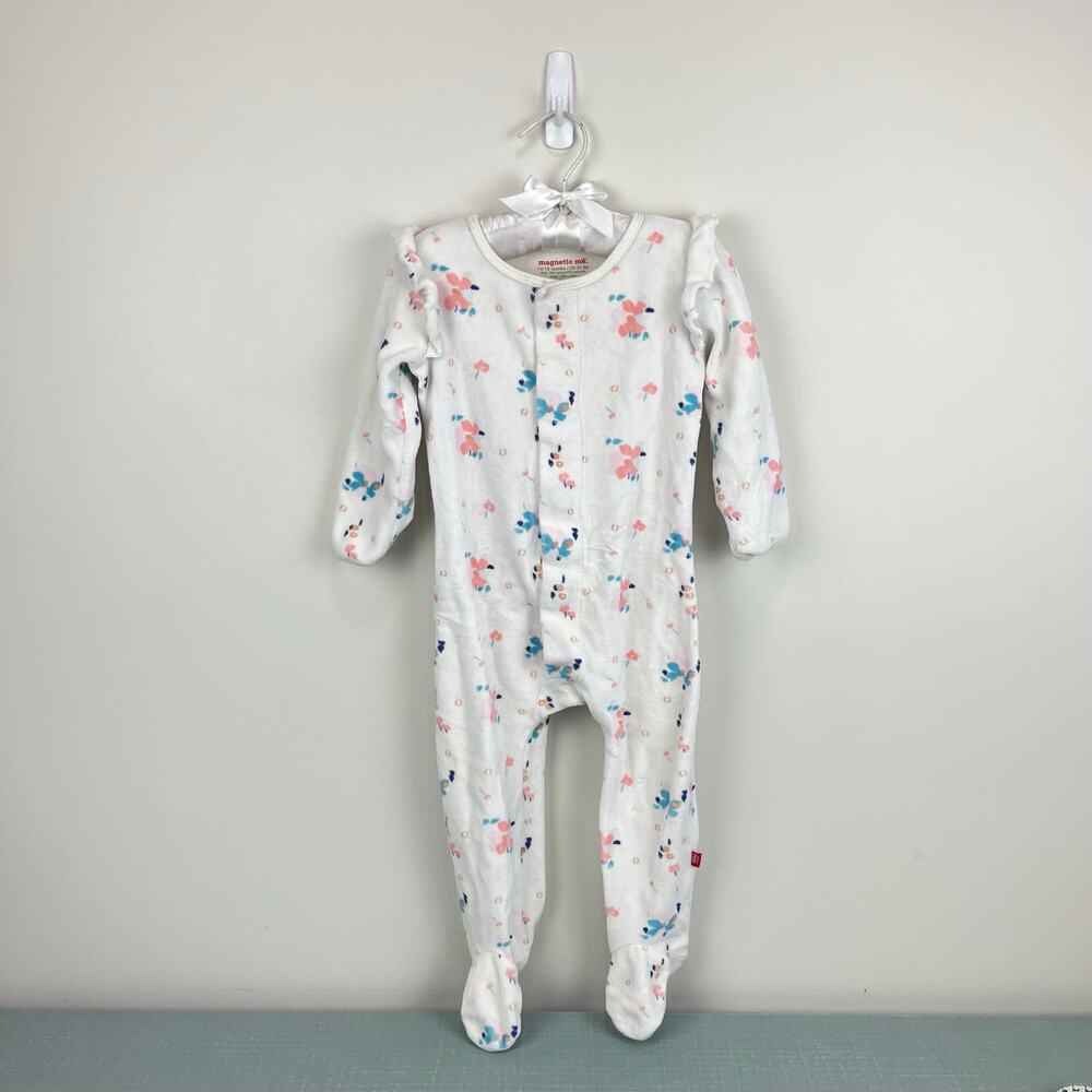 Magnetic Me Floral Velour Footie Sleeper 12-18 Months